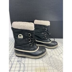 Sorel Caribou Youth Sz 4 Boots NY1879-010‎ Black Waterproof Insulated Snow